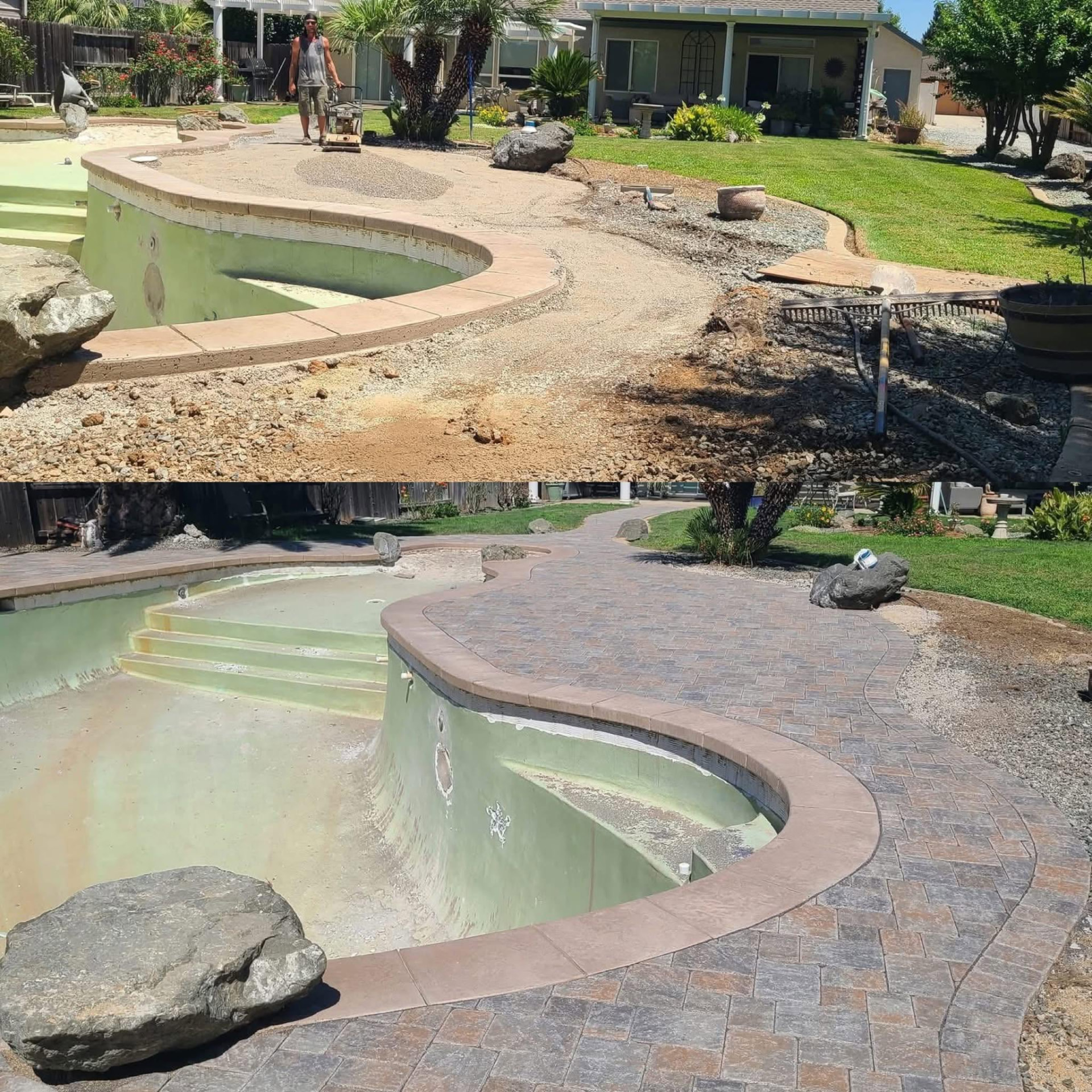 Concrete and paver pool deck transformation